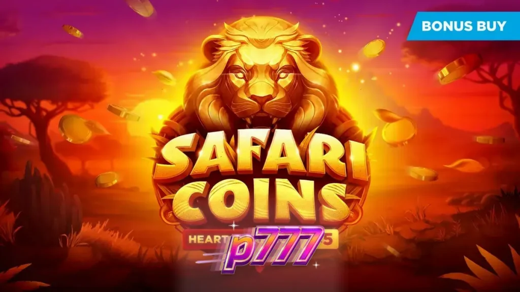 Pemandangan savana Afrika dengan simbol-simbol emas dalam slot Safari Coins