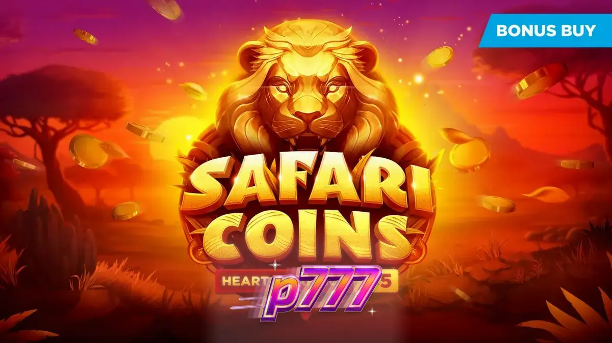 Pemandangan savana Afrika dengan simbol-simbol emas dalam slot Safari Coins